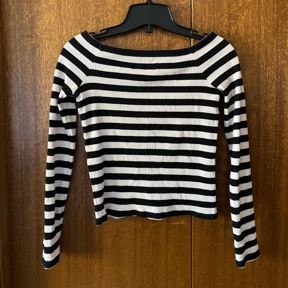 Vero Moda Striped Boat Neck Cotton Shirt Size XS - Picture 2 of 5